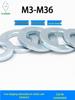 GB97 Galvanized Carbon Steel Flat Washer: M2.5-M24 Size Range