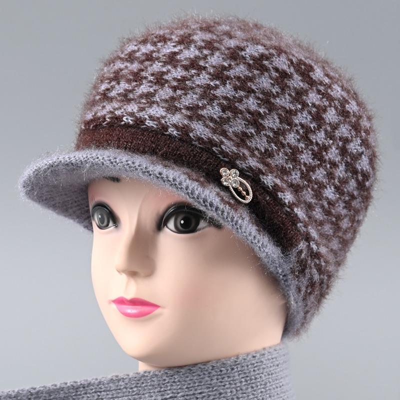 Winter New Velvet Warm Wife Hat Versatile Old Hat Women's Cold-proof Knitted Wool Hat