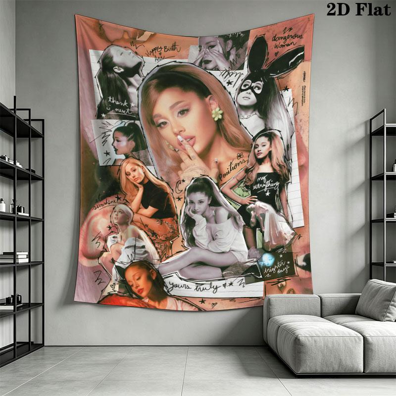 Ariana Grande Green Wall Hanging Printed Fabric Blanket Decorative Tapestries for Bedroom Living Room Home Decor