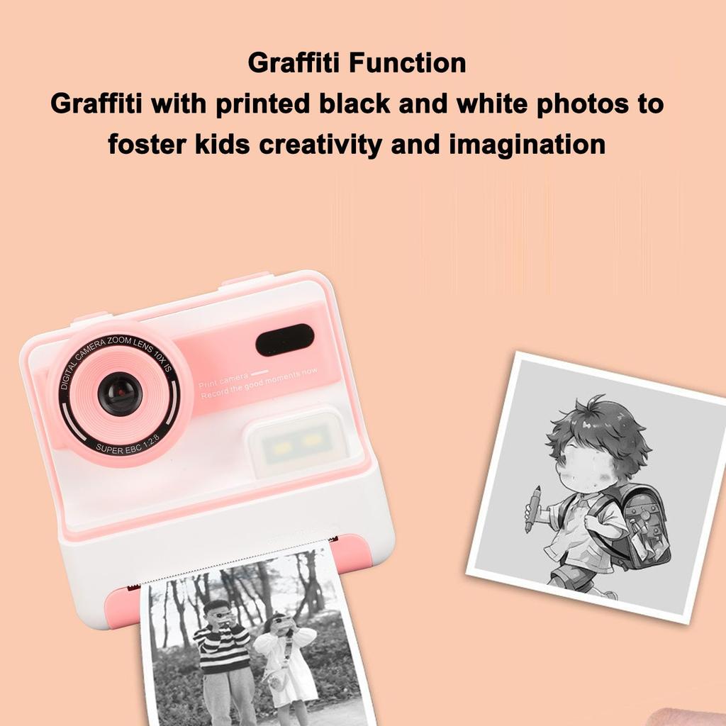 Kids Instant Print IPS Screen 1080P HD 48MP Photo Instant Camera for 16X Digital Zoom Kids Digital Camera Dual Toddler Christmas Gift Camera, 2.4-inch