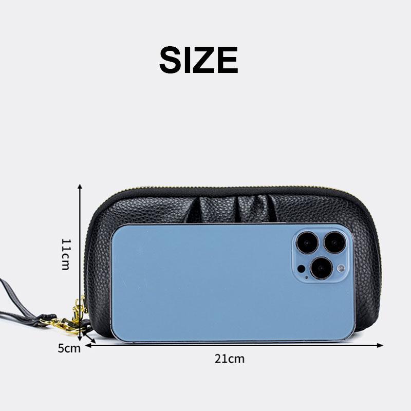 Genuine Leather Women's Wallets Multifunction Phone Storage Bag Pleated Cowhide Card Holder Coins Pocket Purse Women Handbags