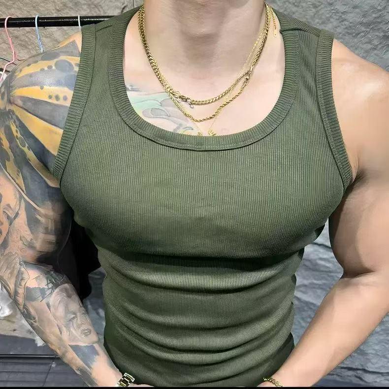 Men's Summer Ice Silk Ribbed Slim Fit Sleeveless Sports Vest