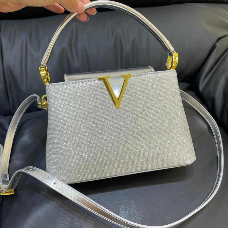 

Серебристая сумка-ведро с блестками, портативная, универсальная, модная, для поездок на работу, летняя новинка, на плечо серебряный