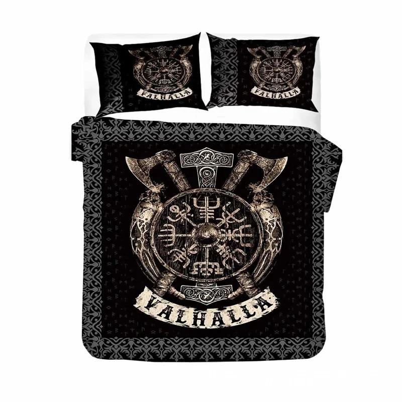 Viking Duvet Cover Set Mjollnir Bedding Set Scandinavian Folklore Motifs Northern Germanic Culture Comforter Cover Pillowcases