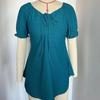 2026 Summer Puff Sleeve Womens Blouse V-neck Drawstring Slim Fit Short Sleeve Shirts Woman Fashion Solid Elegant Tops  30643