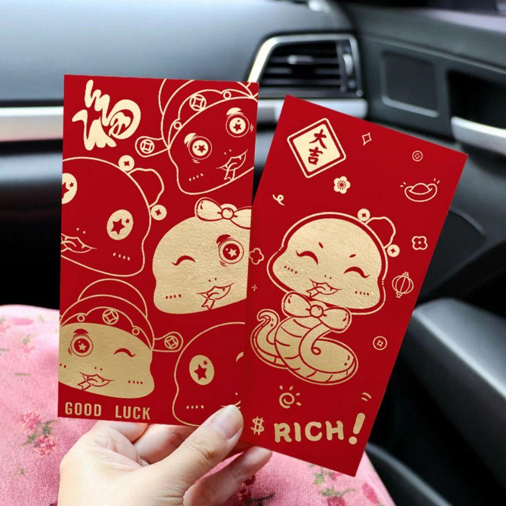 10Pcs Paper Chinese Red Envelopes Creative Good Lucky Red Packets Money Gift Bag  Spring Festival