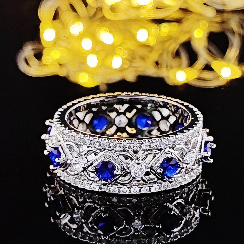 

Новое женское кольцо высокого класса, нишевый дизайн (Модель r7983) Size 6 синий