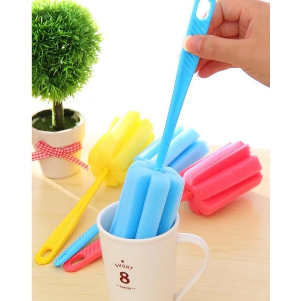 1PACK/3 Pcs Kitchen Cleaning Tool Sponge Brush For Wineglass Bottle Coffe Tea Glass Random Color