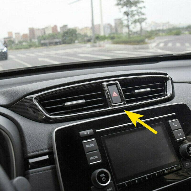 For Honda CR-V CRV 2017- Carbon Fiber Center Air Vent Outlet Cover Trim
