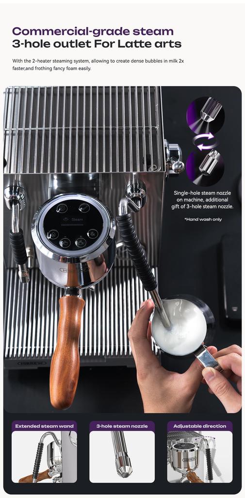 Máquina de Café Espresso Comercial HiBREW H21, Control de Temperatura PID, Sistema de 3 Calderas, Tanque de Agua de 1.8L, Cafetera para Cappuccino Latte
