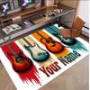 Music Guitar Theme Soft Crystal Velvet Rug Custom Name & Text Print Non Slip Floor Rug for Bedroom Living Room