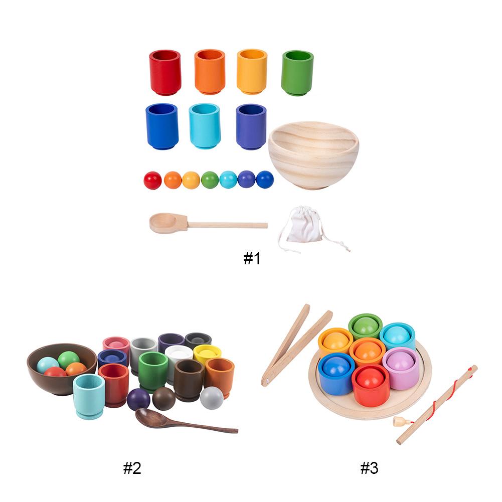 

Rainbow Balls in Cups Montessori Toys with Cups/Balls/Bowl/Spoon Preschool Learning Toys for Learning Color Sorting and Counting