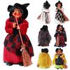 Halloween Retro Witch with Broom Happy Halloween Day Realistic Witch Statue Decor Props for Ghost Festivel Party Haunted House