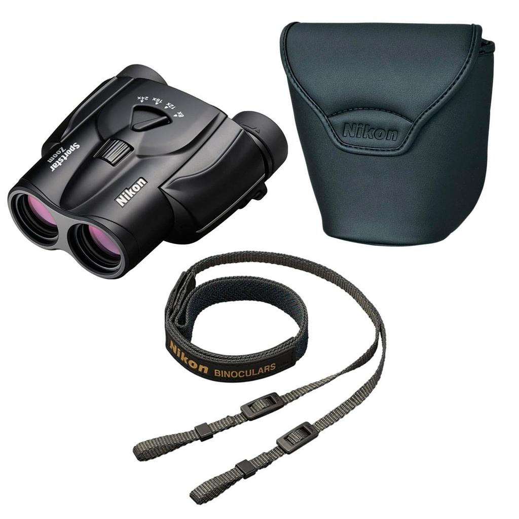 Nikon Sportstar Zoom 8-24x25mm Binoculars - Multi-Coated Lenses, Porro Prism Optics, Fast Focus Control - Compact and Lightweight Binoculars for