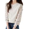 Polka Dot Long Sleeve Chiffon Blouse Women Autumn French Youthful Knit Top Patchwork Shirt