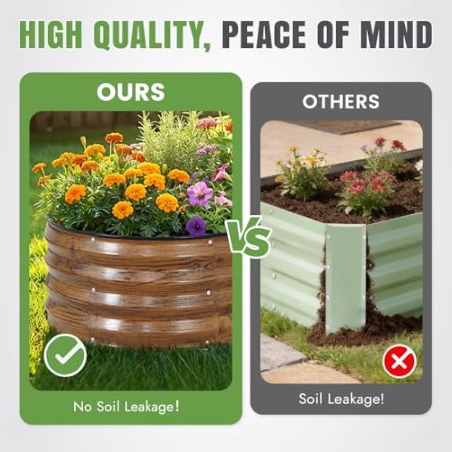 3Pcs Galvanized Raised Garden Bed Kit Outdoor Metal Raised Garden Beds for Vegetables Rust-Resistant Easy Assembly 4x2x1ft Oval