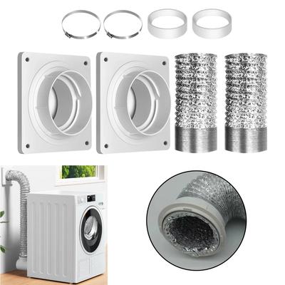 Adaptateur d'échappement Connecteur de ventilation de sèche-linge Tout le matériel nécessaire inclus Tuyau flexible en aluminium double couche Pour l'évacuation du sèche-linge