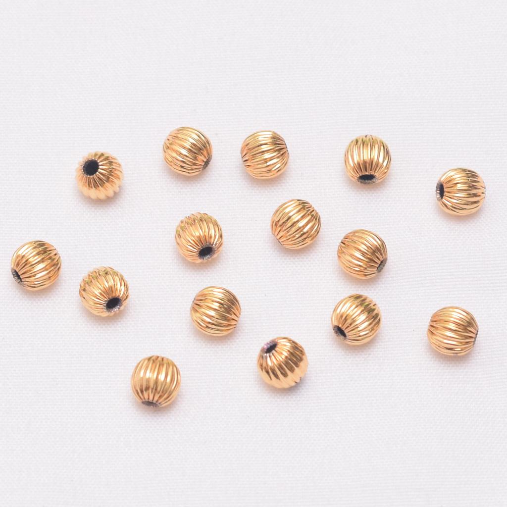 100pcs Non-Fading 24K Vacuum Gold Beads, Pumpkin Beads, Loose Beads, Diy Handmade Bracelets, Accessories, Accessories Beads.