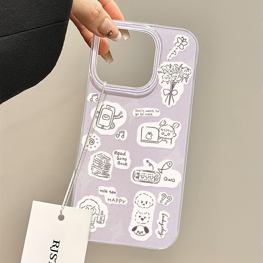 Painted Phone Case for iPhone 12 13 15 16 iPhone 16 12 13 14 15 Pro  14 15 16 Pro Max Coverage Shockproof Anti-Fingerprint Fresh Style Protective Case