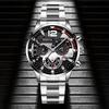 Men's Luminous Quartz Sports Watch with Steel Strap and Calendar