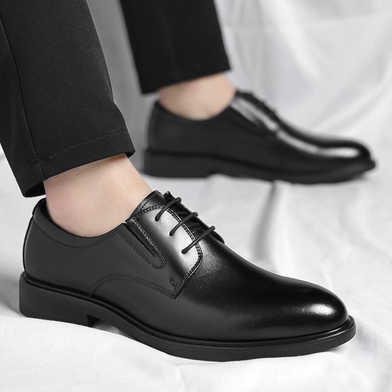 Fashion Men's formal leather shoes Classic minimalist gentleman style Daily office outdoor leisure business Men's wedding Black shoes