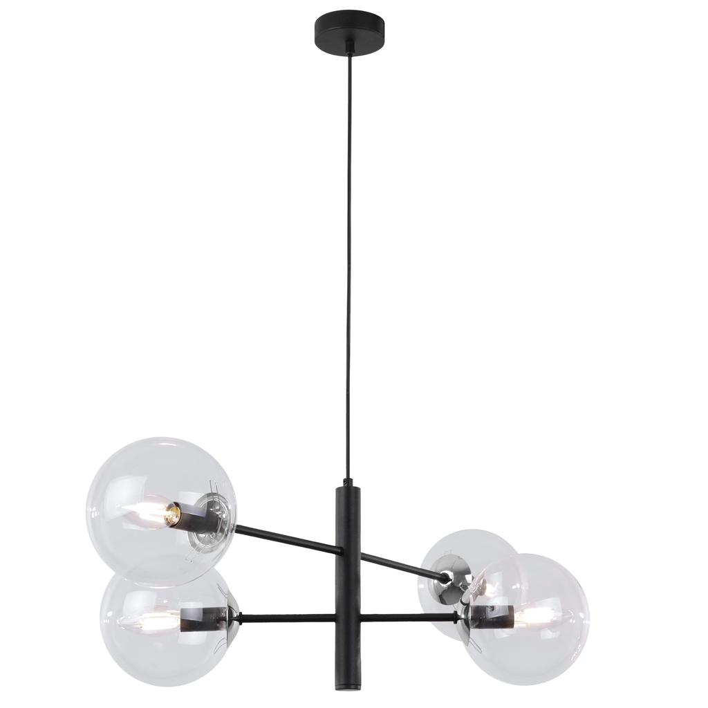 Vicenza Hanging Lamp Black-Chrome 4-Flat Clear Lamp E14