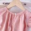 Vestito estivo tinta unita per bambina con maniche a volant, carino, stile principessa, casual, per feste per bambini
