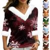 Women's Christmas V-Neck Top Elegant Cut for Party Date and Casual Wear
