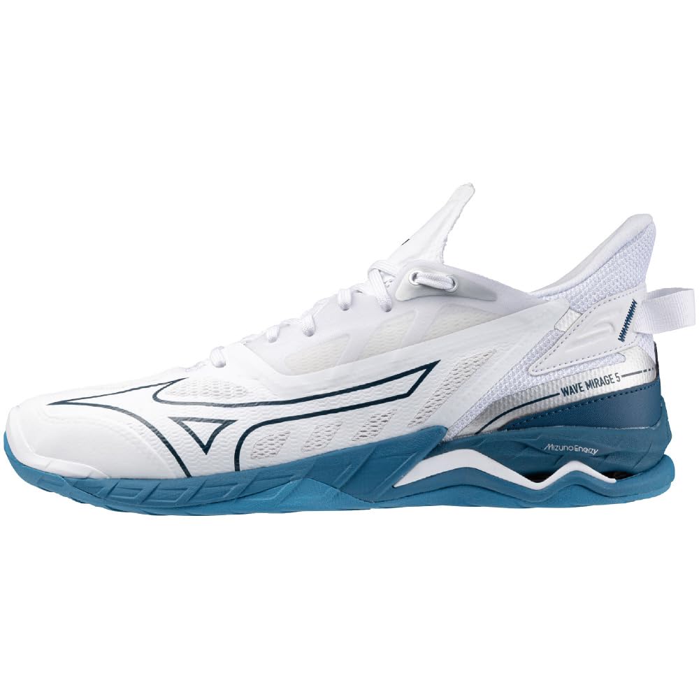 

Mizuno Wave Mirage 5 Handball Shoes, Club Activities, Wide Width, Lightweight, Indoor, White/Blue/Silver, Size 28.0 cm, 2E