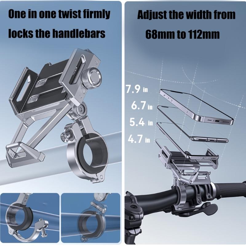 Motorcycle Phone Holder Handlebar Mounted Cellphone Cradles Shockproof Stand Holder for Scooter Bike 360 Degree Rotating