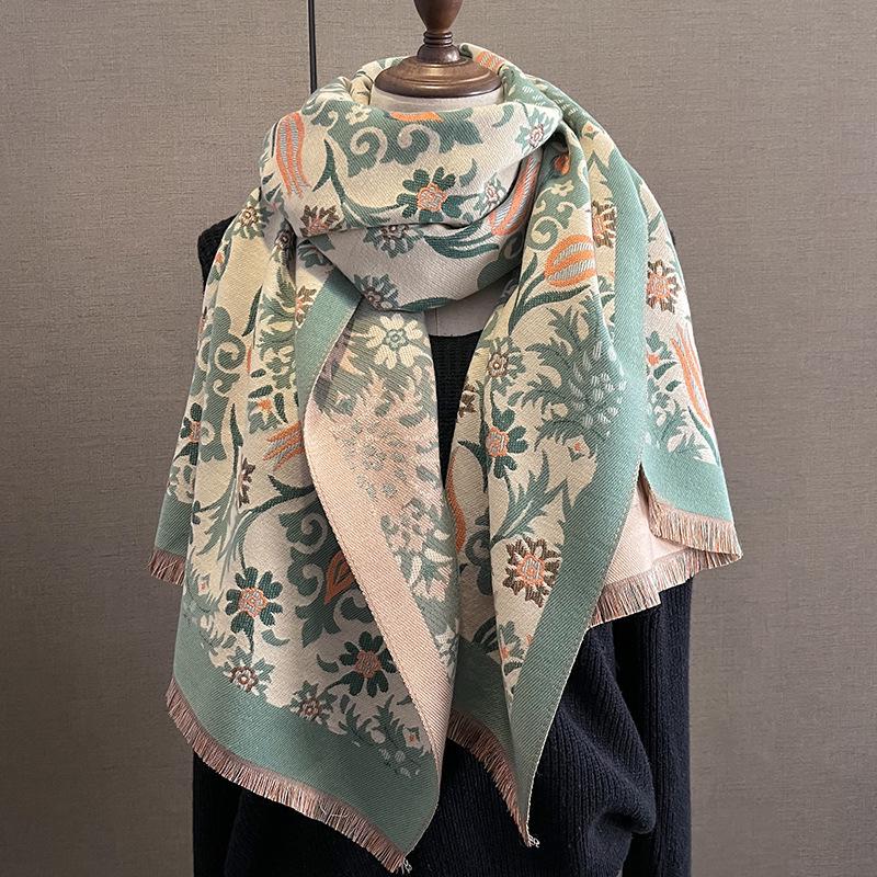 2023 Women's Winter Imitation Cashmere Scarf - Korean Style Cashew Pattern Warm Shawl and Neck Warmer