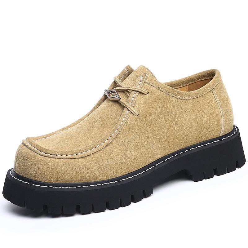 Kangaroo shoes men's leather classic outdoor mountaineering tooling shoes retro casual leather shoes heightened platform derby shoes