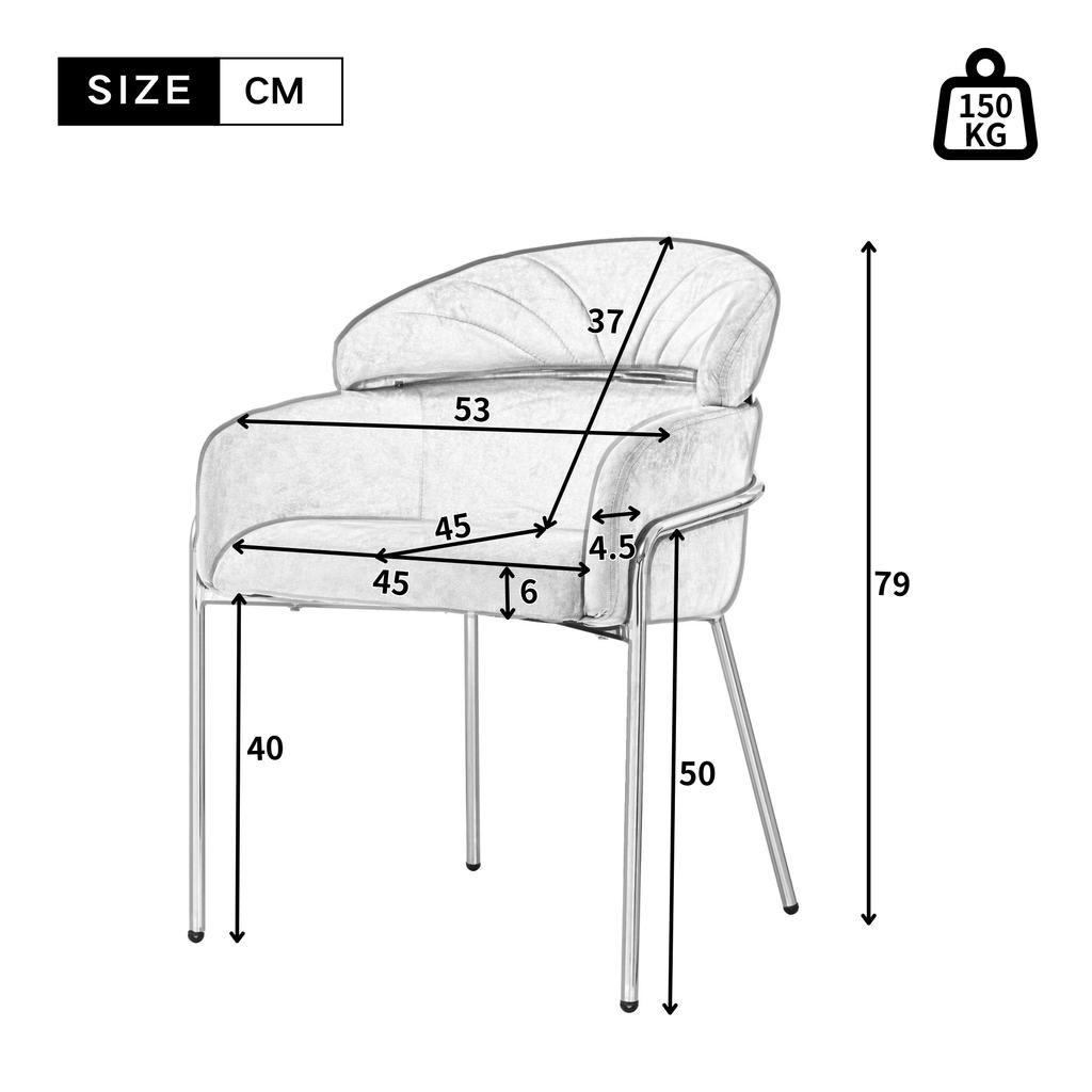 Dining chair, single, light luxury, living room, bedroom, leisure chair, with four metal legs, velvet, beige[OLD SKU:WF317939AAB]
