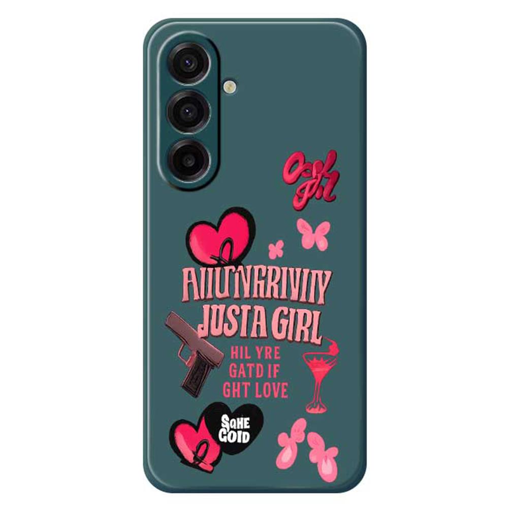 For Samsung Galaxy A17 5G/A17 4G Case Pink Elements Pattern Printing Straight Edge TPU Phone Back Cover