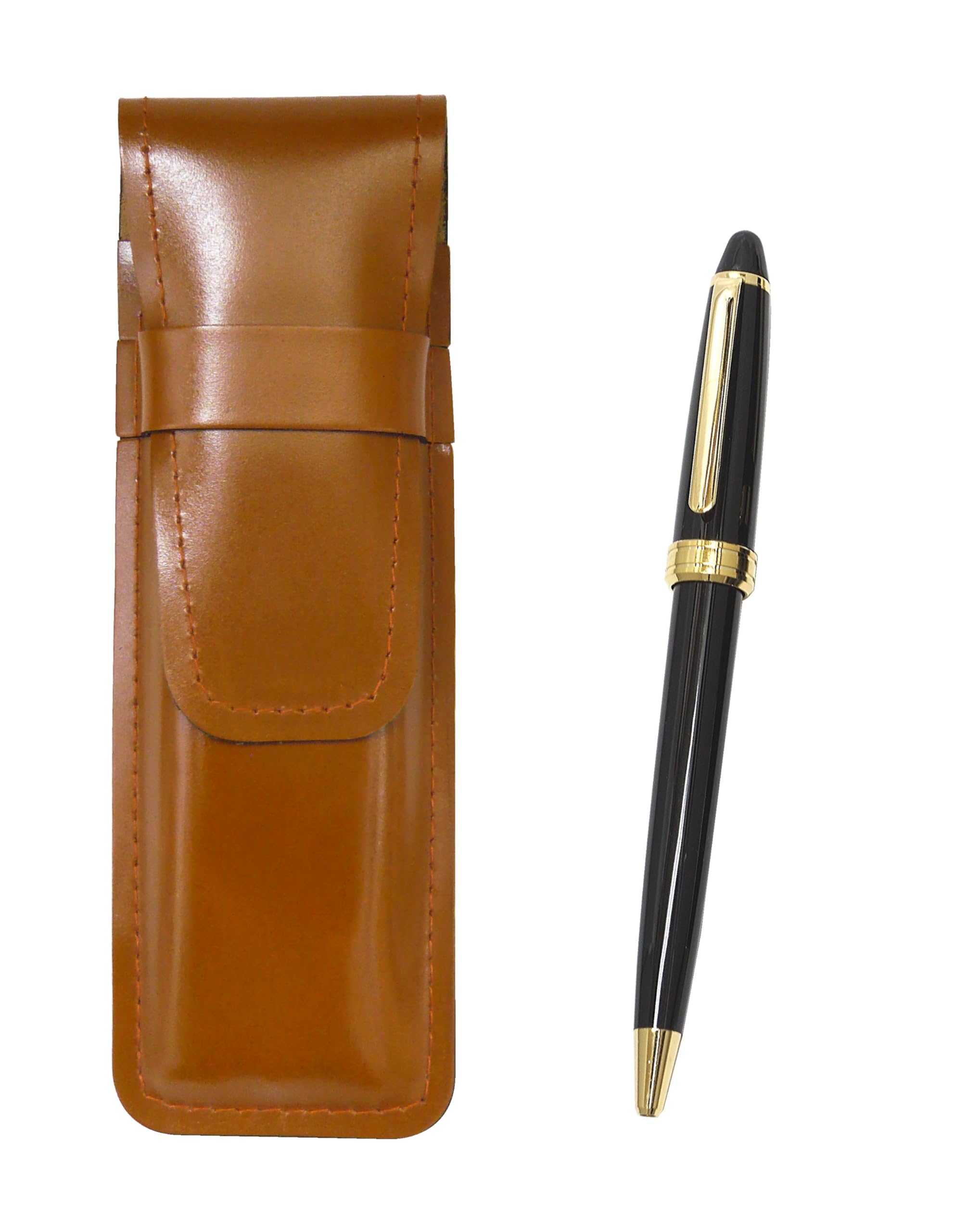 

2 Pack Slim Cowhide Pencil Case Brown Neo Ballpoint Pen Set Black D-600 ASC-600B-B-2