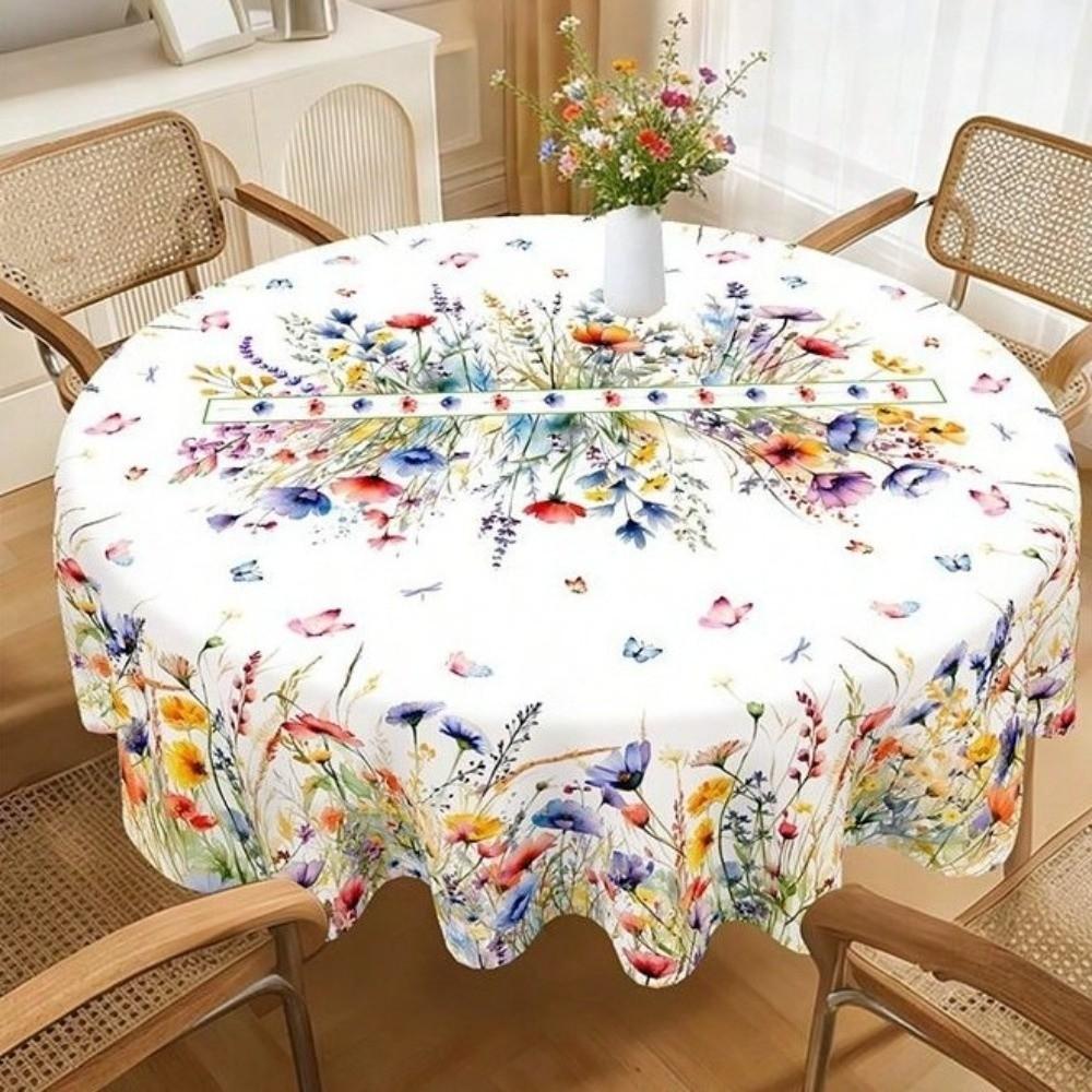 Waterproof Polyester Tablecloth Country Rooster Table Cover Universal Round Table Cloth Kitchen