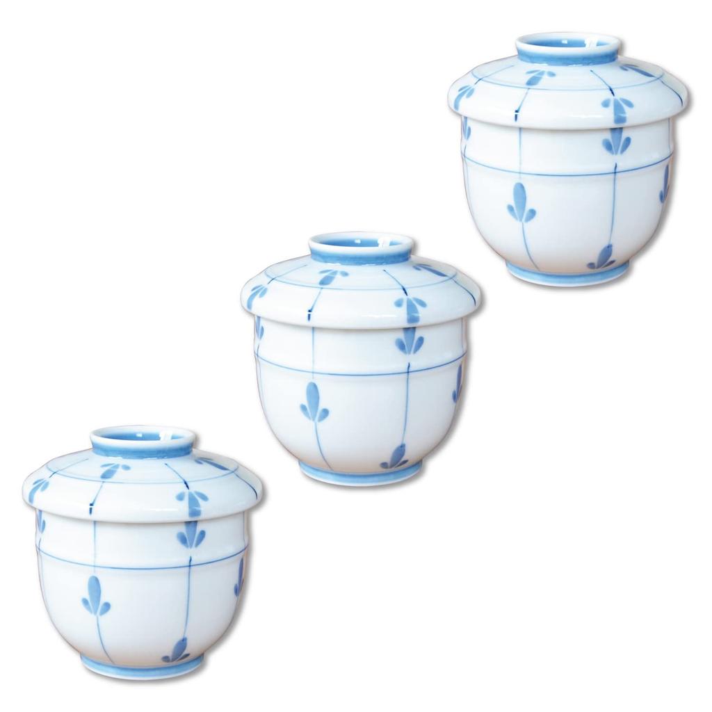 Set mit 3 Chawanmushi-Dampfschalen, Arita-Ware, Megumi