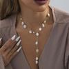 Vintage White Imitation Pearl Tassel Necklace For Women Punk Metal Irregular Long Chain Necklace Wedding Jewelry Gifts