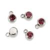 Stainless Steel Birthstone Lucky Stone Birthstone Pendant Diamond Flat Mouth Welding Ring DIY Necklace Bracelet Accessories