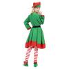 8 Pcs Women Christmas Elf Costume Set Green Xmas Dress Festive Outfit with Elf Ears Hat Shoes Belt Striped Socks
