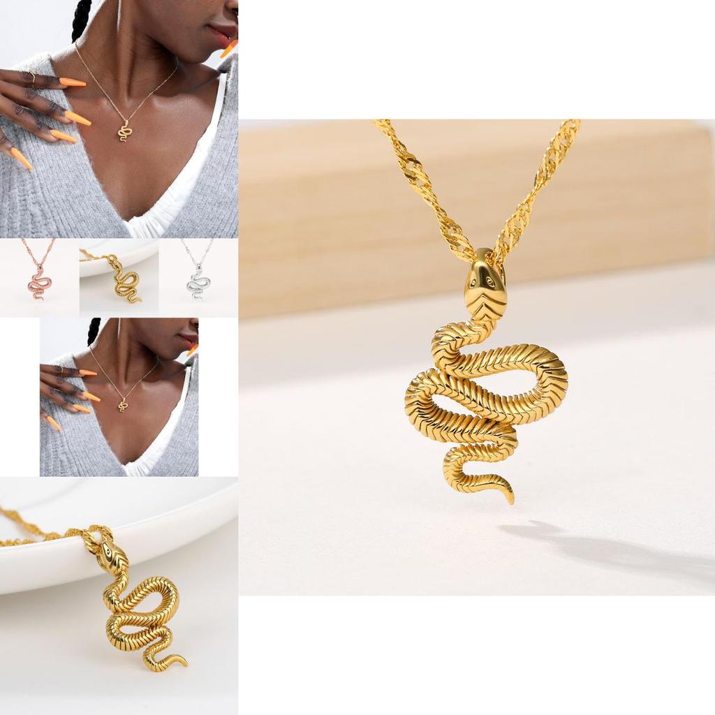 Elegant Gold And Silver Alloy Snake Pendant Necklace For Women Fashion Accessory