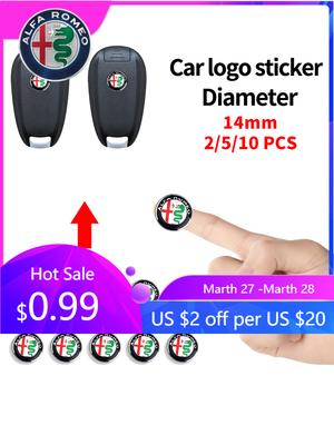 For Alfa Romeo 14mm Car Key Logo Sticker Emblem Badge Aluminum DIY for Alfa Romeo Spider Giulia Giulietta 147 156 159 Mito Stelv