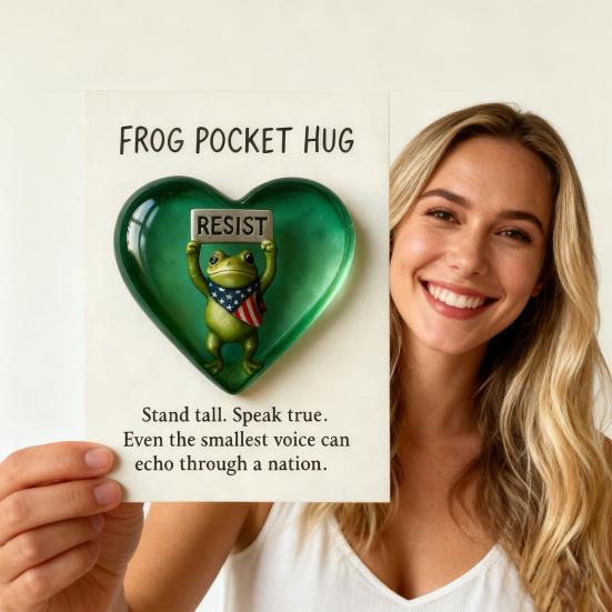 Yousheng Resist Frog Pocket Hug with Positive Card Emotional Support Love Heart Frog Pocket Token Decoration Inspirational Encouragement Gift