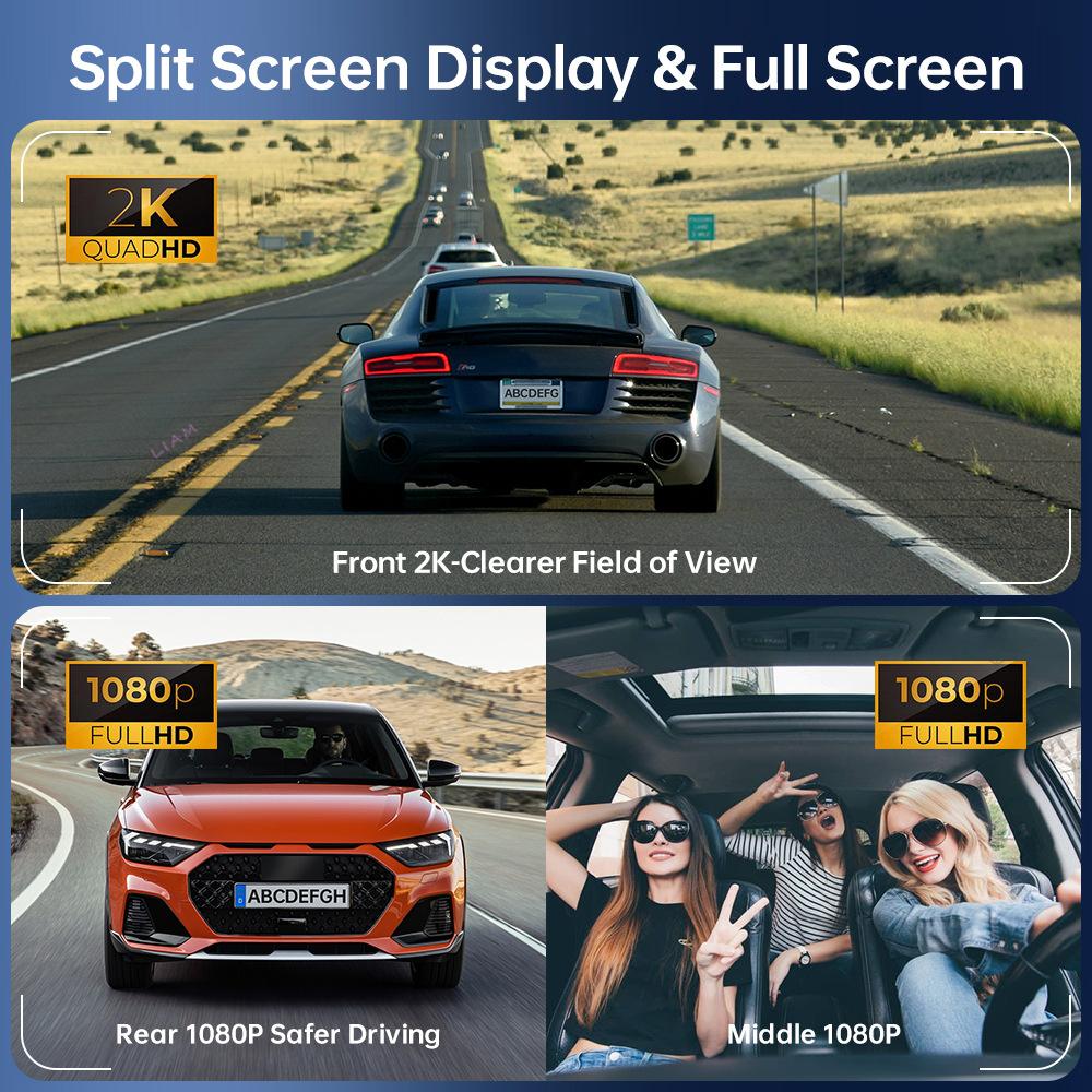 3-lens Dashcam, 10.26" HD Wireless CarPlay Car Navigation GPS.