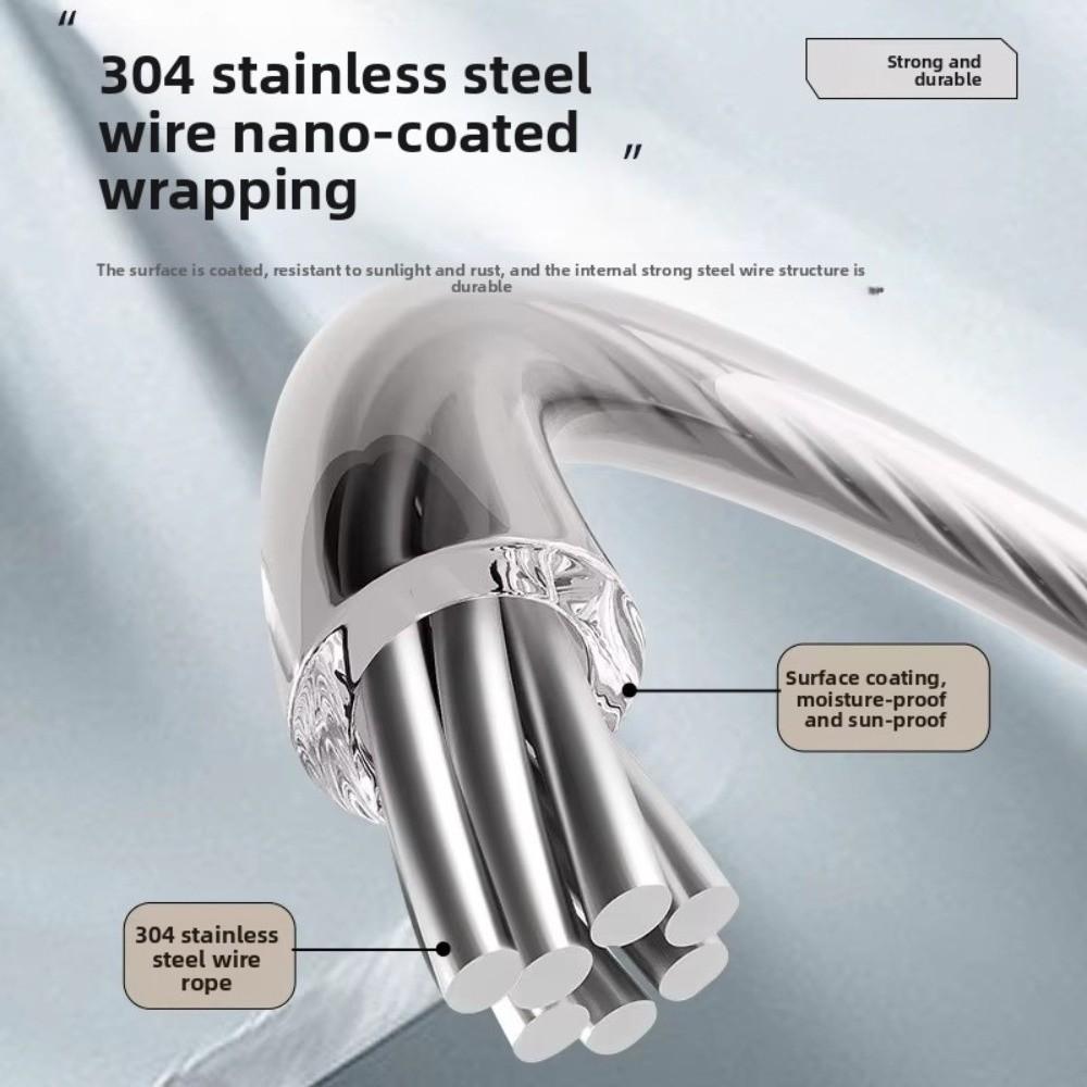 5.1 Meters Length Retractable Clothesline Double Wire Wall-Mounted Stainless Steel Clothesline Adjustable Heavy Duty Drying Rack