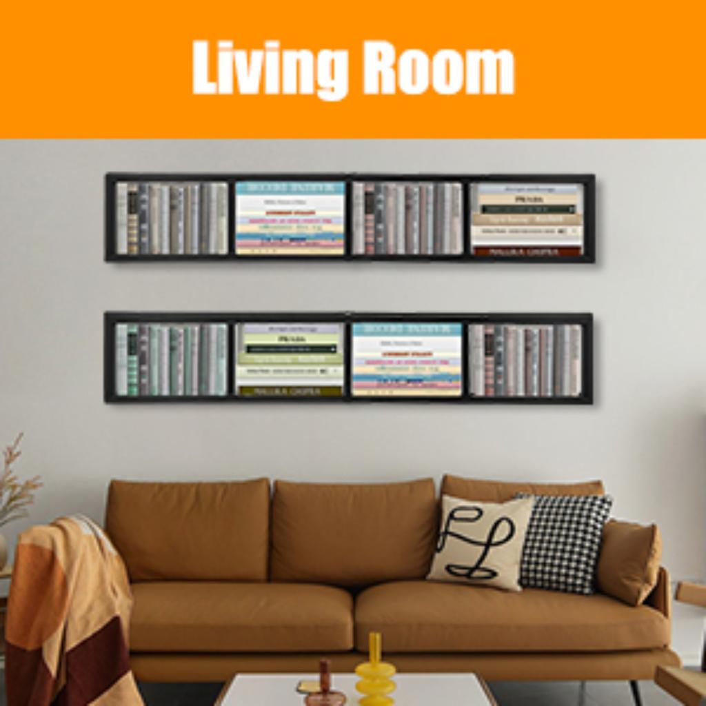 2pcs 34In Open Design Metal CD Storage Rack, Wall Mounted Vertical or Horizontal Bookshelf, Modern Wall Three-dimensional Decor