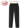 LangSha Women's Elastic Waist Straight-Leg Cropped Pants