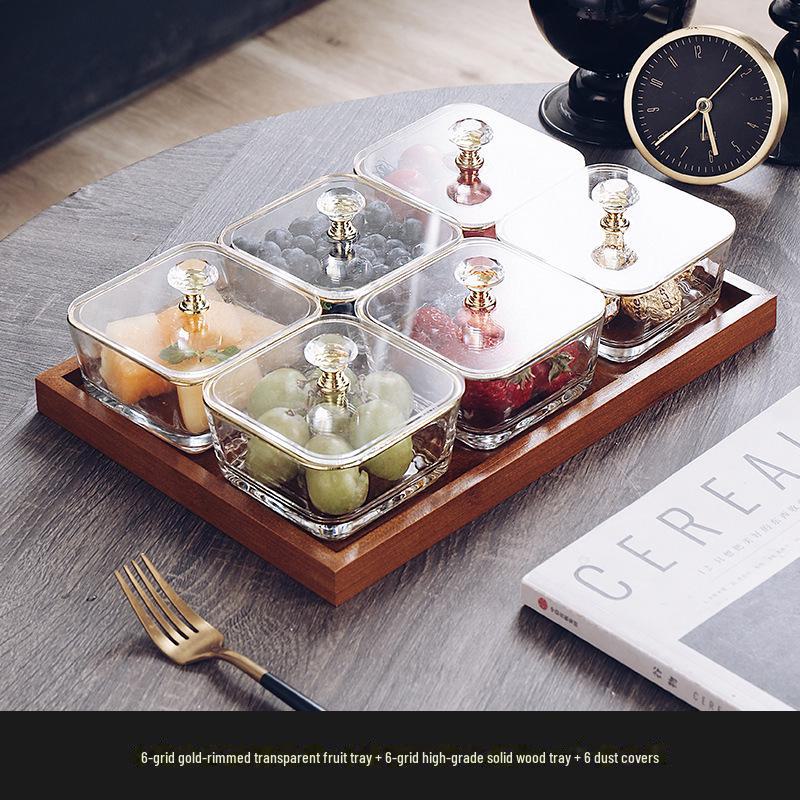Japanese-Style Glass Fruit and Snack Plate for Living Room Coffee Table