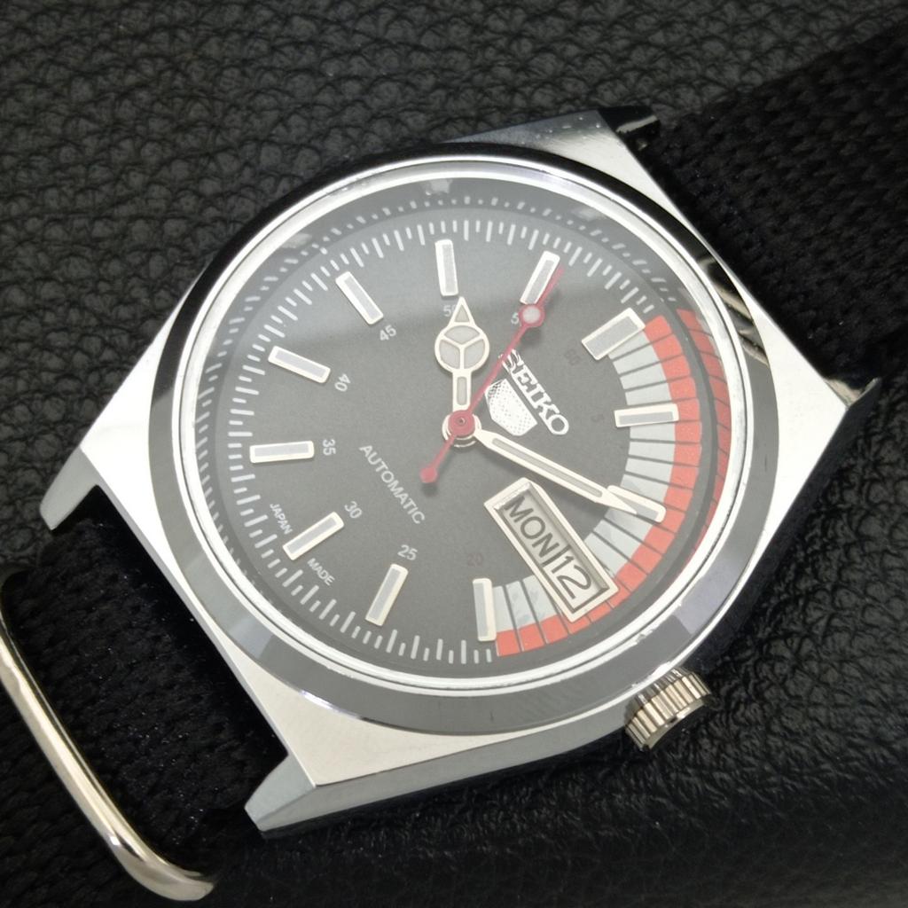 VINTAGE REFURBISHED SEIKO 5 AUTOMATIC 6309A JAPAN MENS BLACK WATCH A440909-4 Sk-a440909