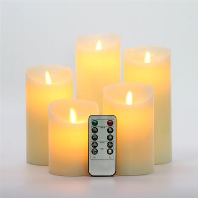 LED bezplamenné svíčky na baterie LED sloupky Pravý vosk & Pohyblivý plamen Knot Blikající svíčka s dálkovým ovládáním